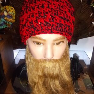 Homemade Crocheted Beanie Hat 6 1/2 "L 16" W